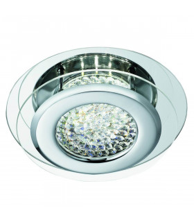 Plafoniera 28 cm Led Vesta, in cromo, cristallo e vetro a specchio