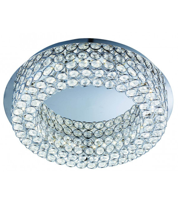 Plafón 40 cm Led Vesta, en cromo y cristal.