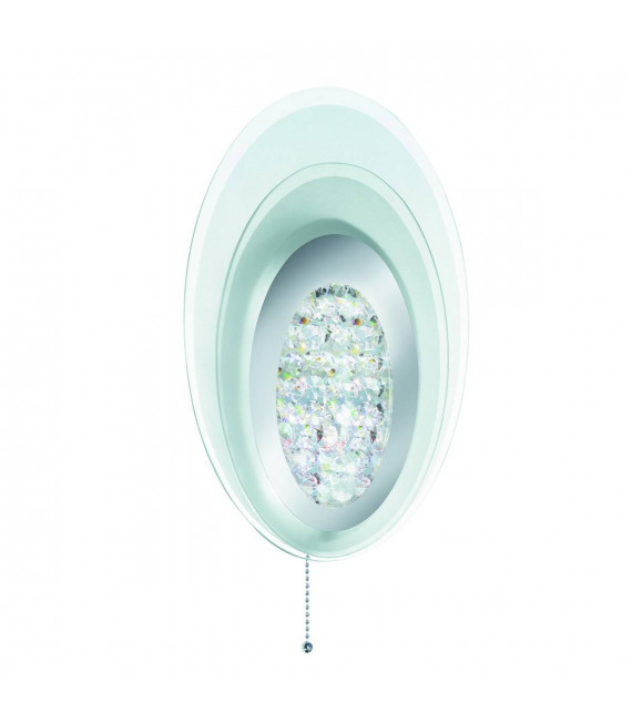 Ovale LED-Wandleuchte aus Chrom, Kristall und Glas