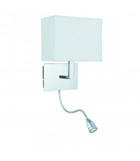 Lampada da parete, in cromo con paralume bianco