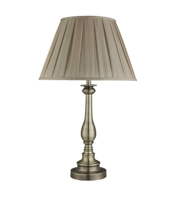Lampe aus antikem Messing mit Nerzlampenschirm