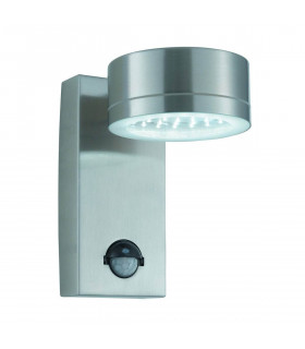 LED Außenwandleuchte mit Detektor, Edelstahl und Glas