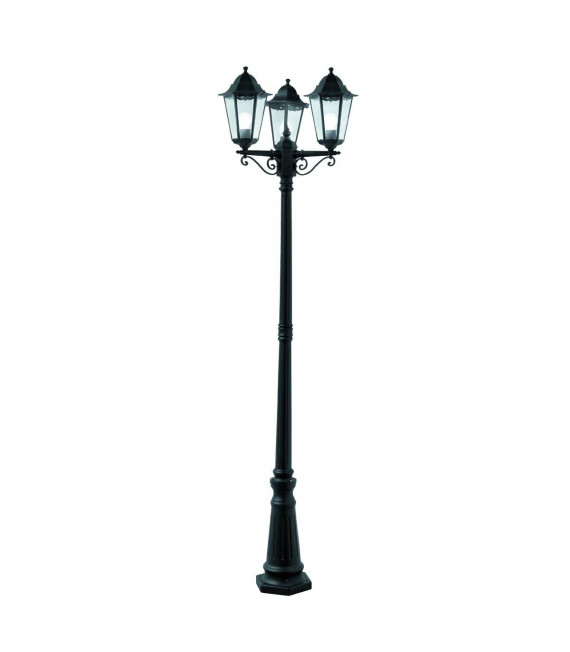 Lampada da terra 3 lampadine Alex, in alluminio nero e vetro
