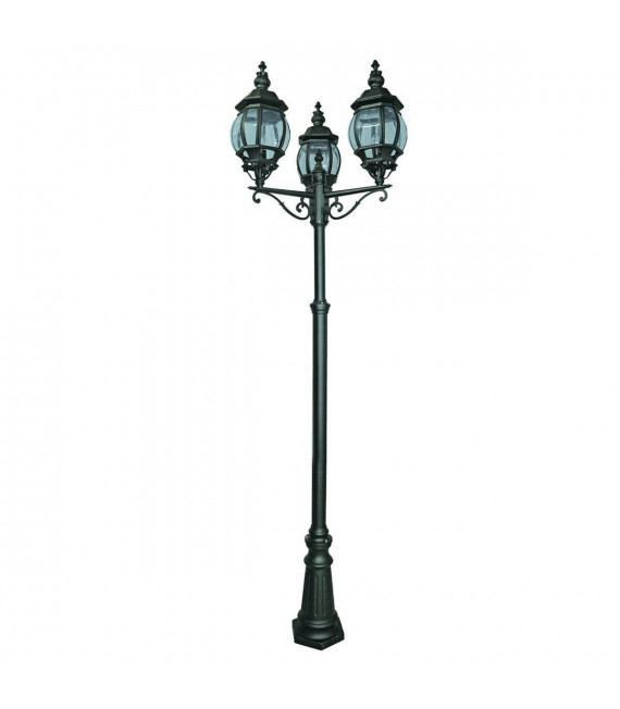 Stehlampe 3 Lampen Bel Aire, aus schwarzem Aluminium und Glas