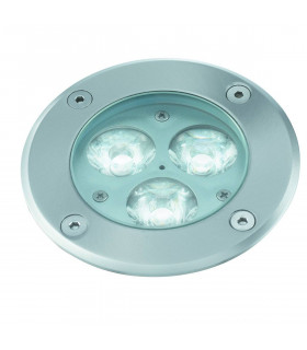 Foco empotrable led, redondo, acero inoxidable y vidrio