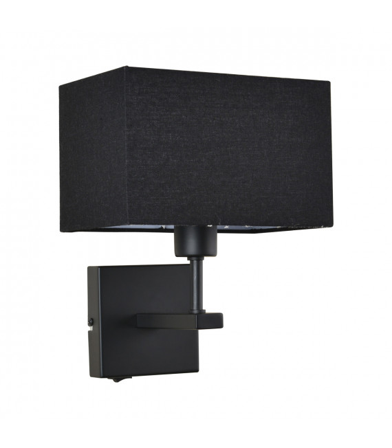 Modern bedside wall lamp Norte Matt black black rectangle shade