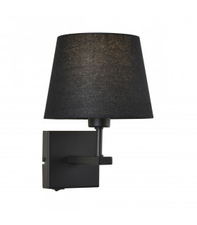 Modern bedside wall lamp Norte round black shade