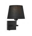 Applique de chevet moderne Norte abat jour noir rond