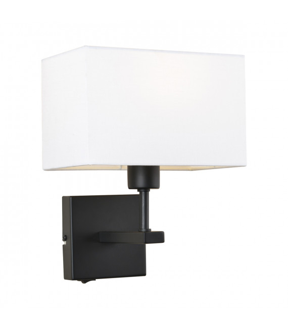 Applique da comodino moderna Norte Paralume rettangolo bianco nero opaco