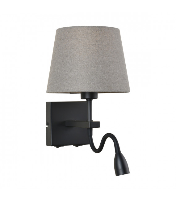 Applique da comodino moderna Norte Paralume grigio nero opaco