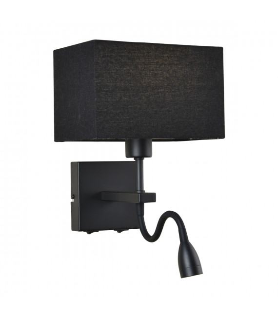 Norte modern bedside wall light with rectangular black shade