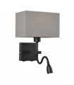 Norte modern bedside wall light with rectangular gray shade