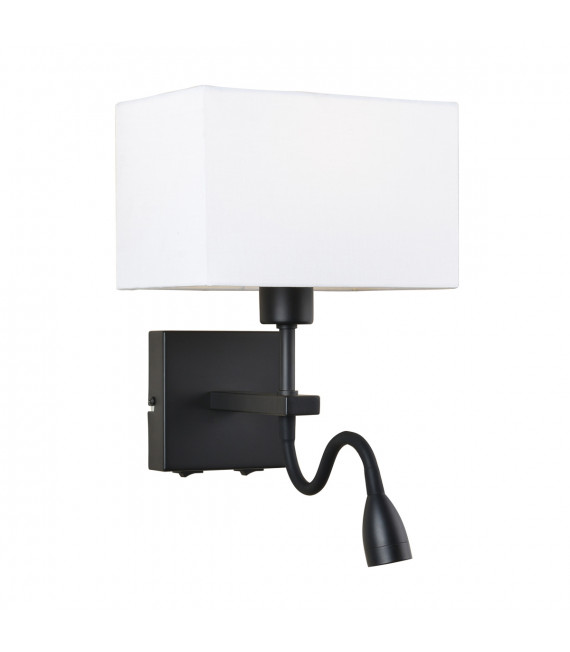 Norte modern bedside wall light with rectangular white shade