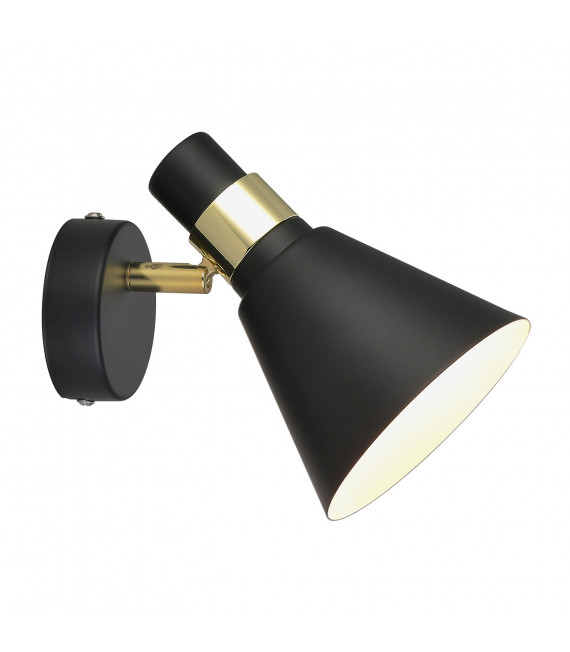 Industrial and retro wall light Biagio Matt black, gold in metal