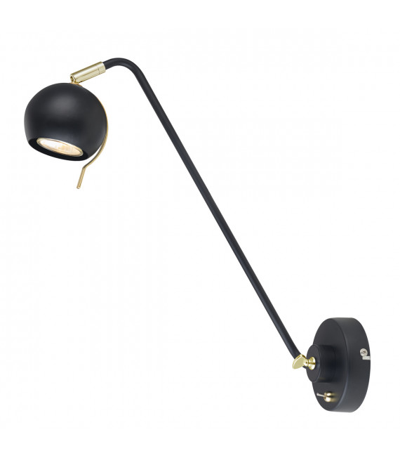 Lampada da parete industriale e retrò Charissa Nero opaco, oro