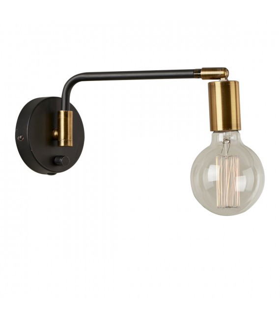 Industrie- und Retro-Wandleuchte Ivette Mattschwarz, Gold