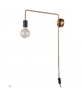 Lámpara de pared industrial y retro Moniq Negro mate, dorado