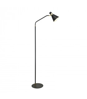 Lámpara de pie industrial y retro Biagio Negro mate, dorado