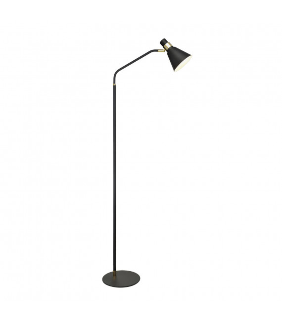 Lampada da terra industriale e retrò Biagio Nero opaco, oro