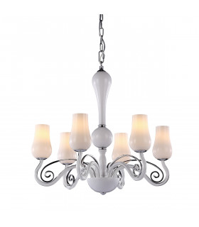 Modern chandelier Lybra white 6 bulbs