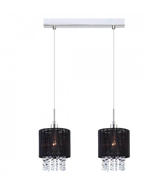 Astra BK Chrome crystal pendant lamp, black, black lampshade