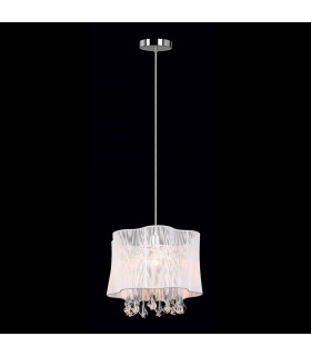 Suspension en cristal Cali Chrome, blanc