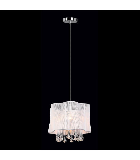 Lampada a sospensione in cristallo Cali Chrome, bianca