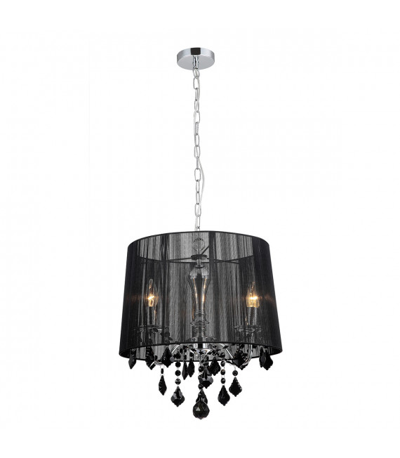 Cornelia Chrome crystal pendant lamp, black