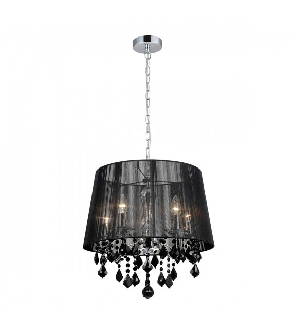 Cornelia Chrome crystal pendant lamp, black metal