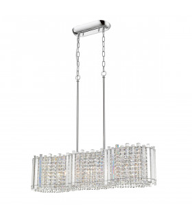 Carla Chrome crystal pendant light, clear 6 bulbs