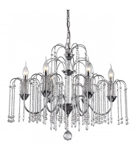 Quin Chrome crystal pendant lamp in aluminum