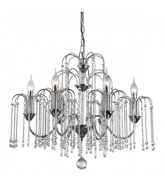 Quin Chrome crystal pendant lamp in aluminum
