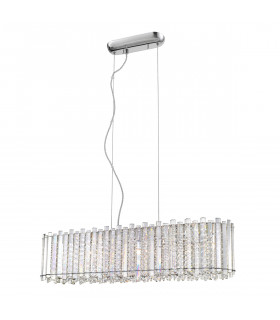 Lampada a sospensione in cristallo Carla Chrome, trasparente