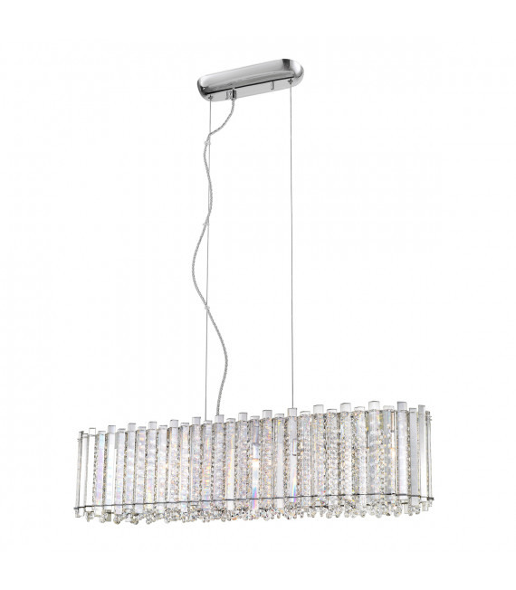 Suspension en cristal Carla Chrome, transparent