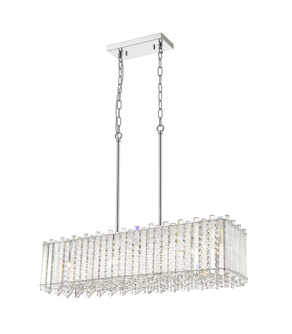 Carla Chrome crystal pendant lamp, metal transparent