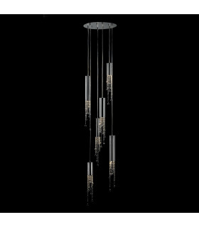 Larix Chrome crystal pendant light 6 bulbs
