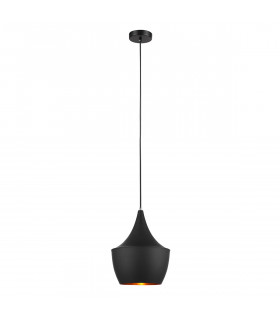 Suspension industrielle et rétro Pedro Noir, laiton 3 ampoules