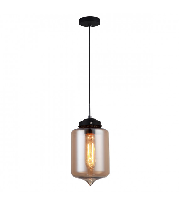 Industrial and retro pendant light Tube Noir with shiny lampshade