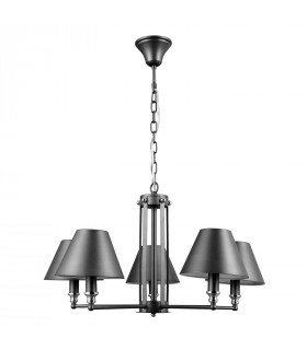 Suspension industrielle et rétro Banito Gris anthracite 5 ampoules