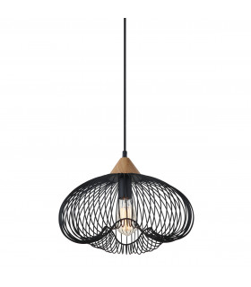Suspension industrielle et rétro Nuka Noir en bois