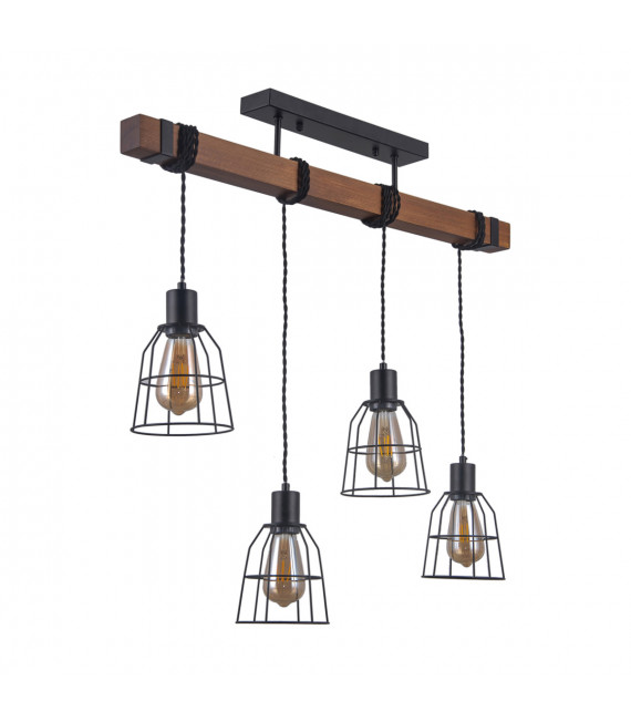 Lámpara colgante industrial y retro Reda Negro mate