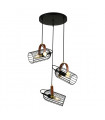 Industrial and retro pendant lamp Antoin Noir in steel and leather