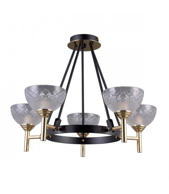 Lámpara colgante industrial y retro Tomasso Negro mate, dorado