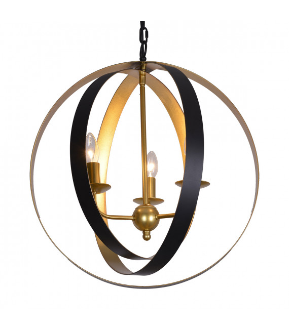 Industrial and retro Kaia pendant lamp Matte black, gold 3 bulbs