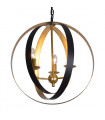 Suspension industrielle et rétro Kaia Noir mat, doré 3 ampoules