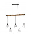 Industrial and retro suspension Ponte Noir in metal and wood