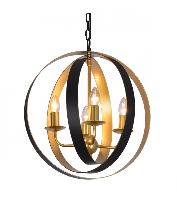 Suspension industrielle et rétro Kaia Noir mat, doré