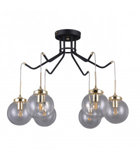 Lámpara colgante industrial y retro Domenico Negro mate, dorado