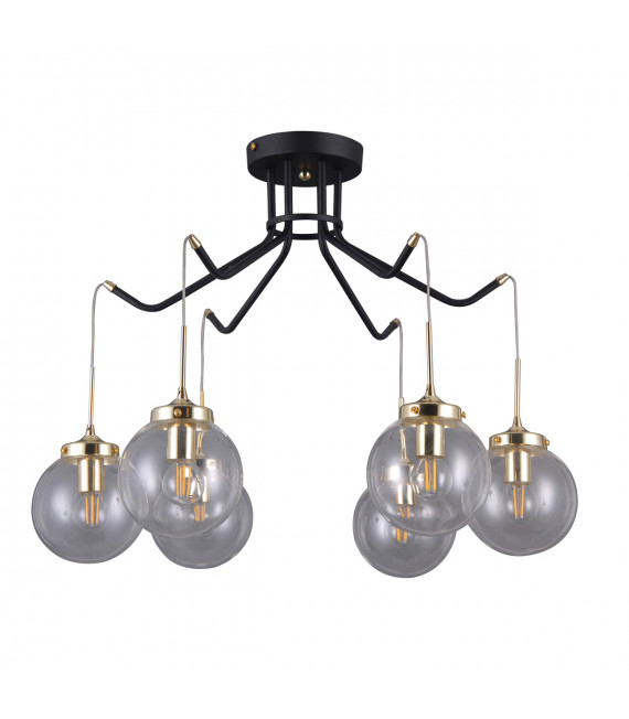 Lámpara colgante industrial y retro Domenico Negro mate, dorado