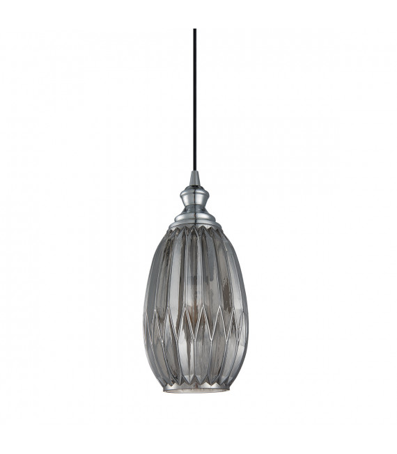 Suspension moderne Rodez Chrome et gris fumé